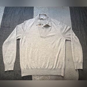 Canali Light Gray V-Neck Sweater